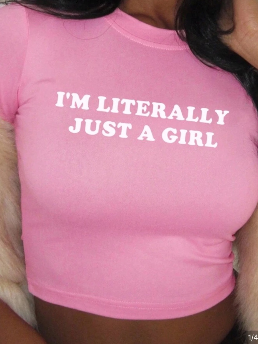 **NEVER WORN** Pink Graphic Crop Top - "I'm Literally Just A Girl"